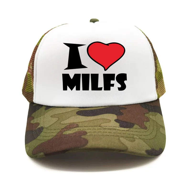 I Love MILFS Men Trucker Caps