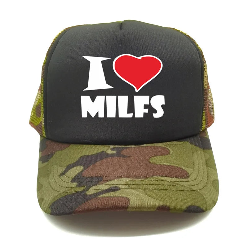 I Love MILFS Men Trucker Caps