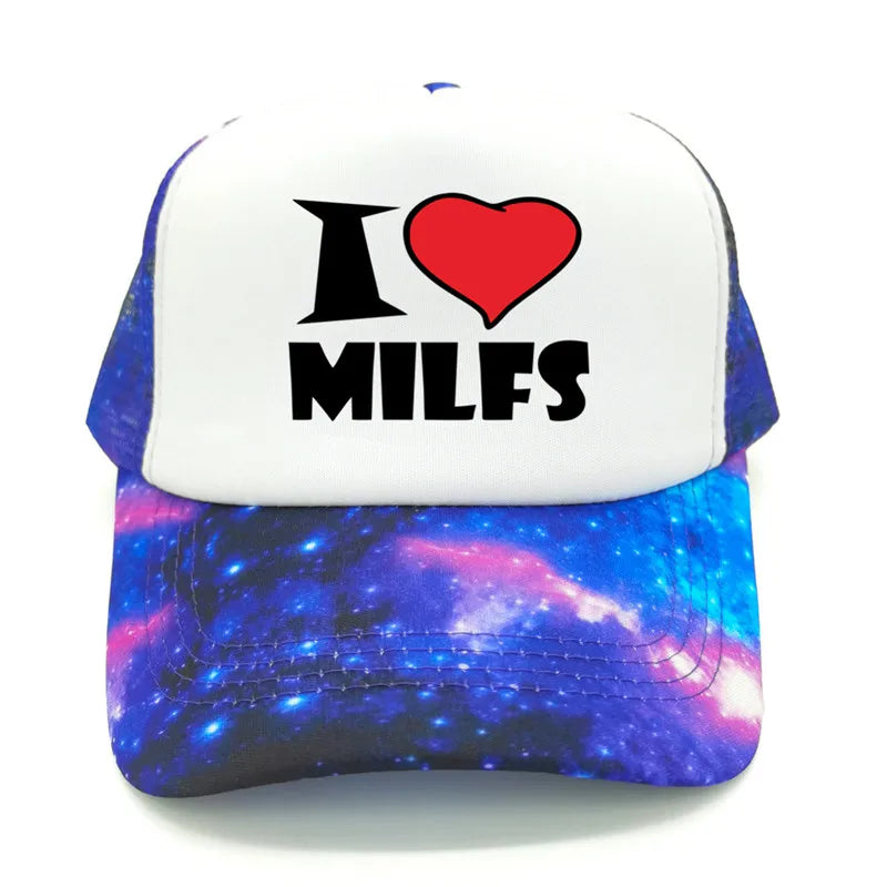 I Love MILFS Men Trucker Caps