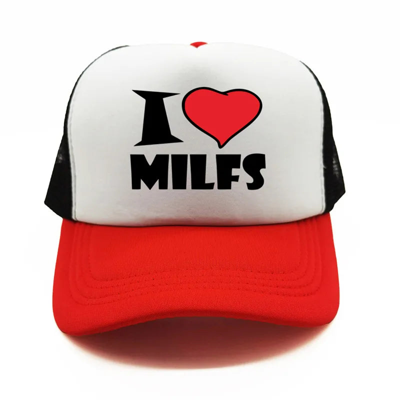 I Love MILFS Men Trucker Caps