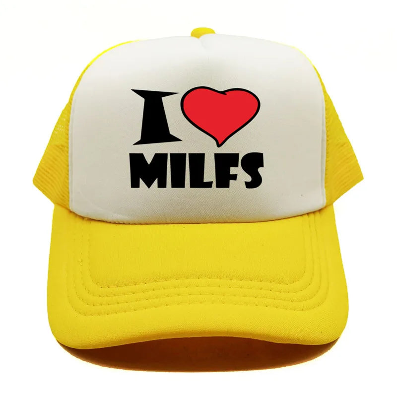 I Love MILFS Men Trucker Caps