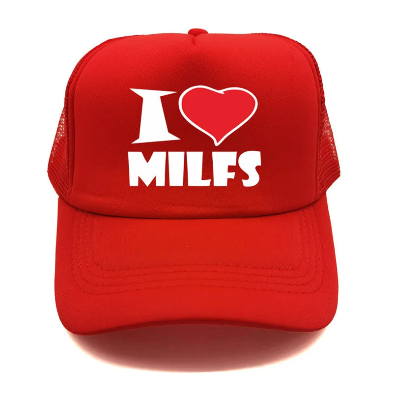 I Love MILFS Men Trucker Caps