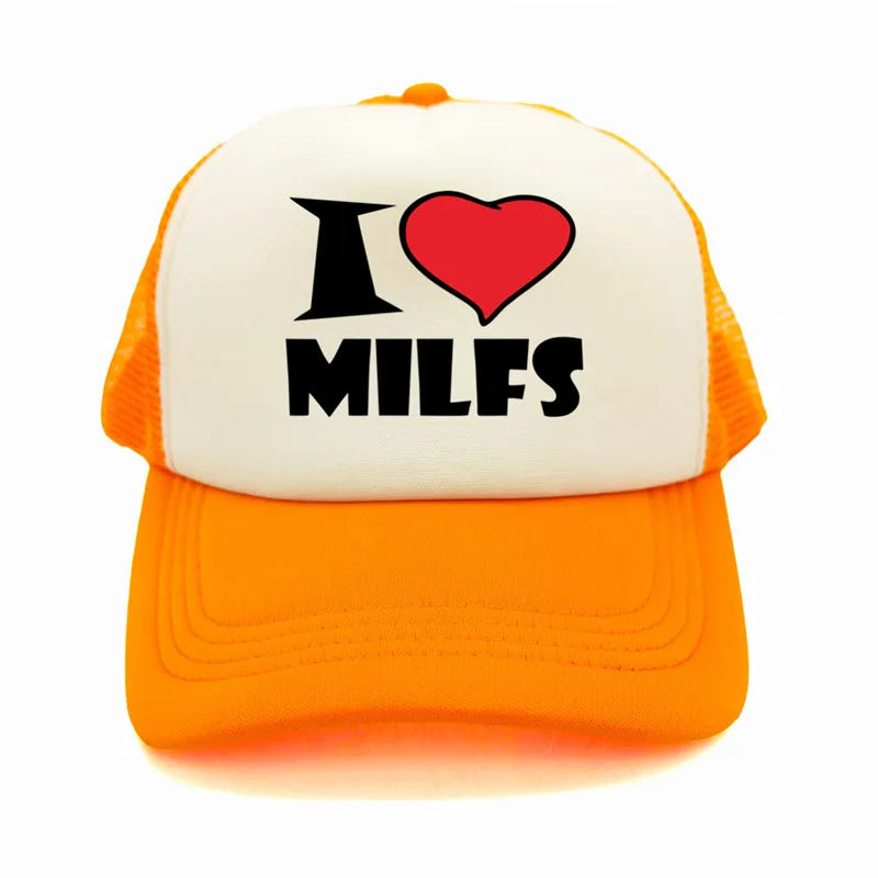 I Love MILFS Men Trucker Caps