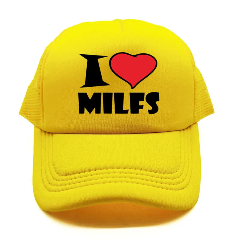 I Love MILFS Men Trucker Caps