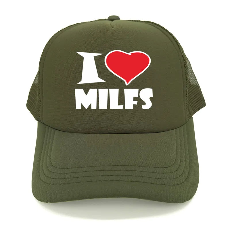 I Love MILFS Men Trucker Caps