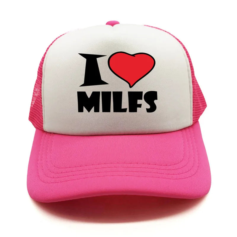 I Love MILFS Men Trucker Caps