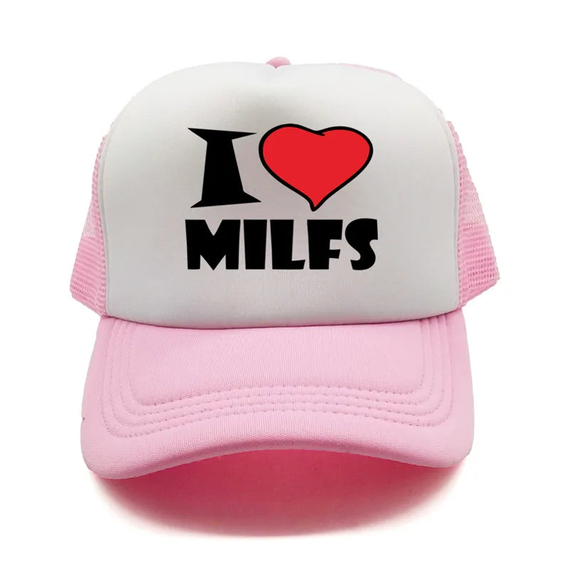 I Love MILFS Men Trucker Caps